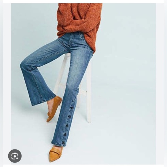 ANTHROPOLOGIE PILCRO Letter Press Boot cut high rise buttons Hem Jeans Size 26 - Picture 1 of 13